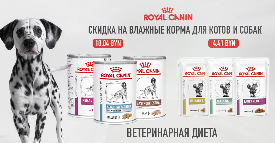 СКИДКИ НА ВЕТЕРИНАРНЫЕ КОРМА ROYAL CANIN для котов и собак в гиперзоо